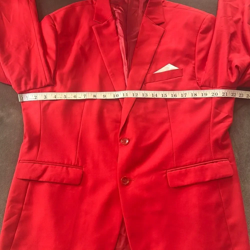 Men’s Red Slim Fit Suit Jacket Blazer Prom Party Formal Size 42 NWOT
